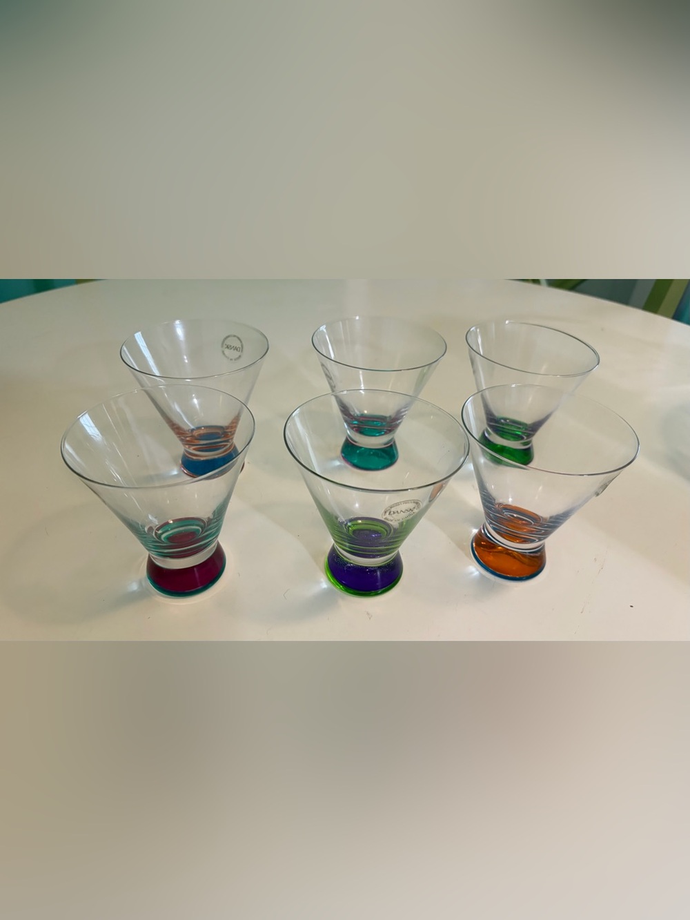 6 Elegant Dansk Glass Set with Colorful Bases